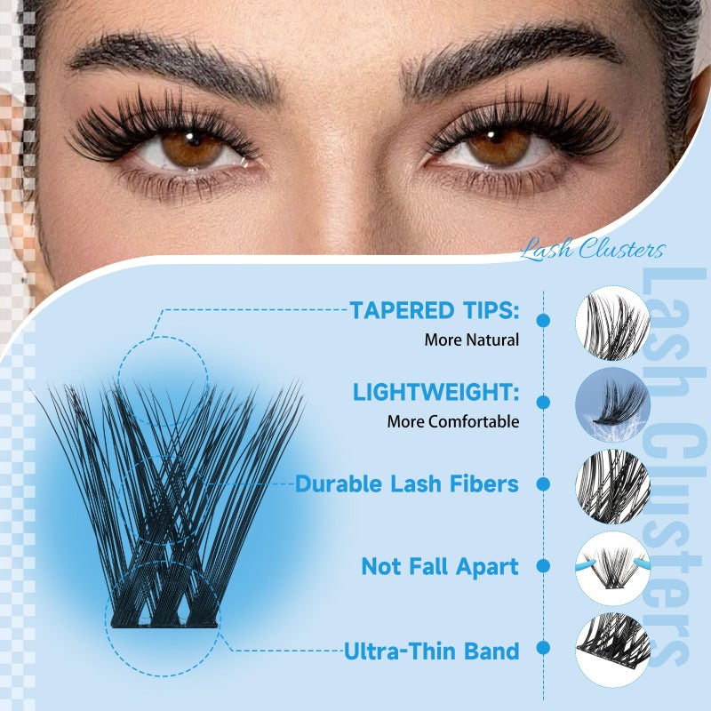 KEVKEV Lash Clusters 144 Pcs Eyelash Clusters Wispy Natural Cluster Eyelash Extension Thin Band & Soft Mix Length Lashes DIY Lash Extensions at Home Easy to Apply(Cirrus,8-18mix) - Image 3