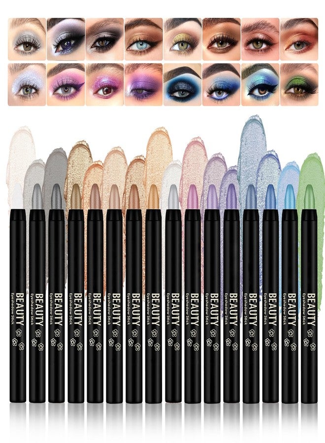XMXueMei 16Pcs Eye Shadow Sticks Makeup Kit,Metallic Matte Shimmer Eyeshadow Pencil,High Pigmented Eye Brightener Stick,Waterproof Multichrome Cream Eyeshadow Sticks Makeup Set - Image 1