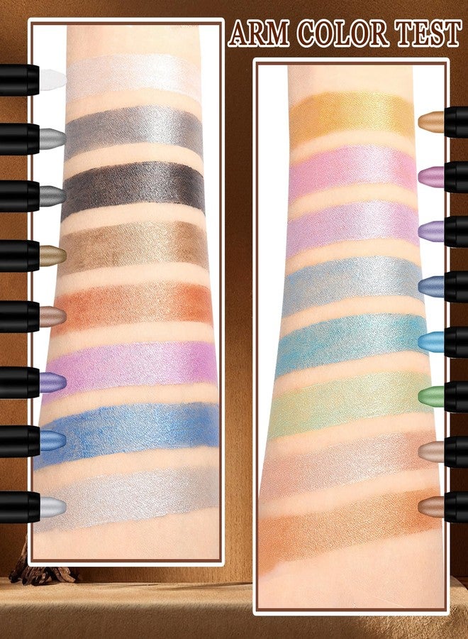 XMXueMei 16Pcs Eye Shadow Sticks Makeup Kit,Metallic Matte Shimmer Eyeshadow Pencil,High Pigmented Eye Brightener Stick,Waterproof Multichrome Cream Eyeshadow Sticks Makeup Set - Image 5