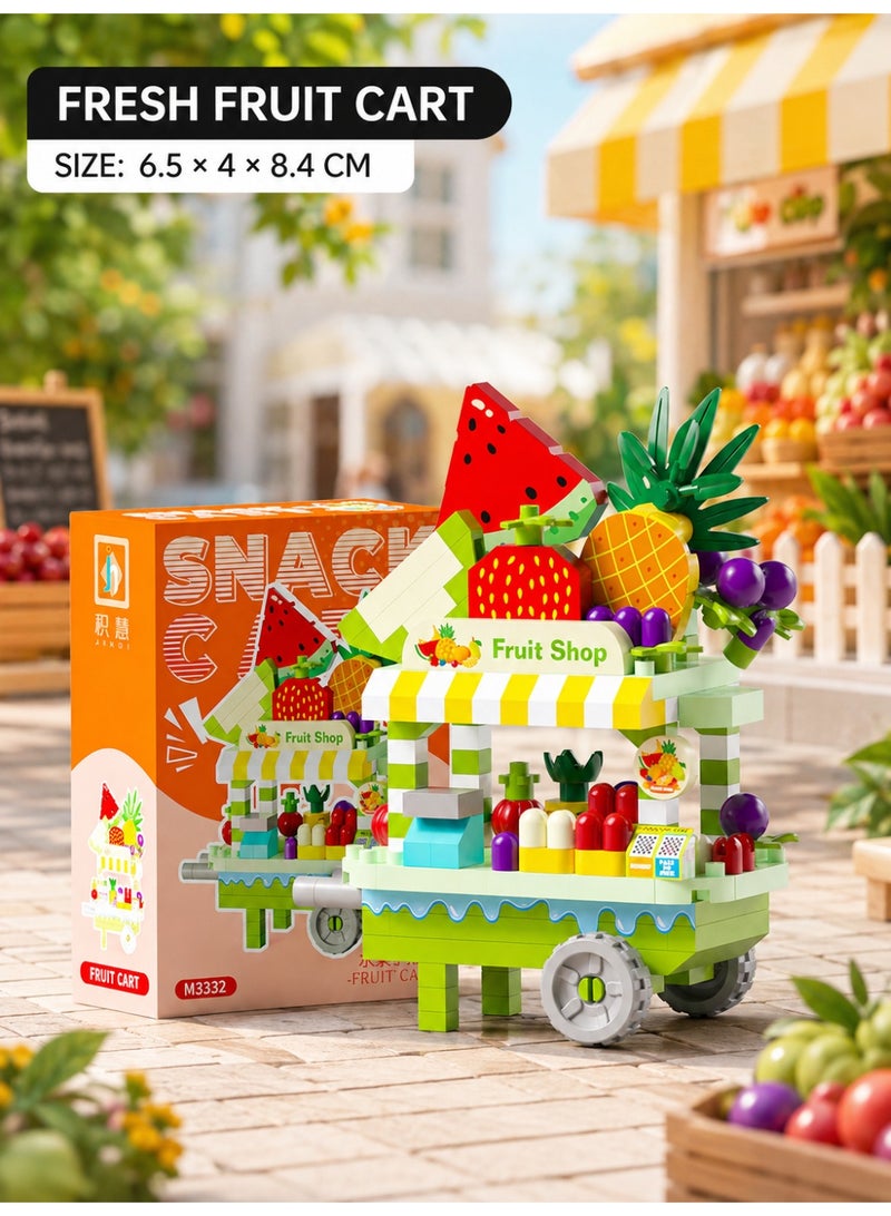 Micro Building Blocks Set, Fruit Cart Food Street Vendor Miniature Model Toy DIY Construction Kit for Kids & Adults - Image 4