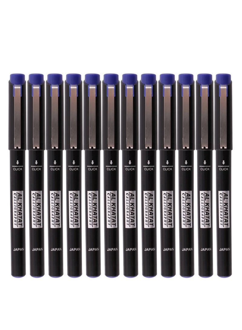 Al Khatat قلم خط عربي 12 قطعة طرف 2 مم حبر أزرق - Image 1