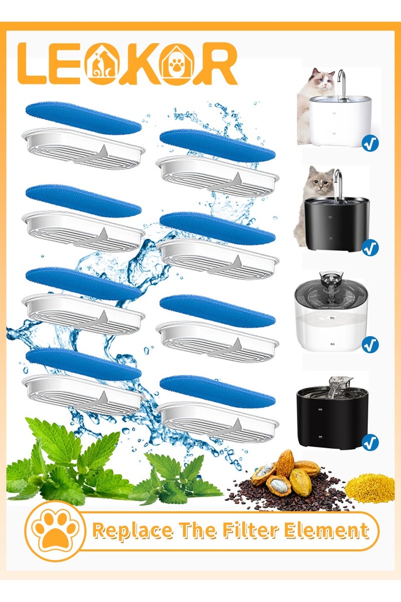 ليوكور فلاتر نافورة المياه Cat ل 2.2 استبدال فلتر نافورة موزع المياه الحيوانات الأليفة بـ 8 اسفنجات (8 فلاتر و 8 اسفنجات) - Image 1