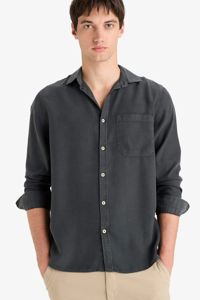 Defacto Regular Fit Basic Tencel Long Sleeve Shirt