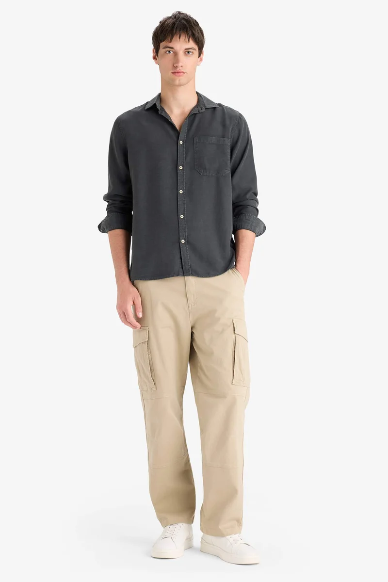 Defacto Regular Fit Basic Tencel Long Sleeve Shirt