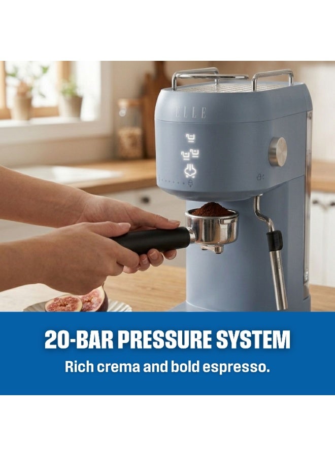 ELLE Panache Series Espresso Coffee Maker, Blue, 1L Water Tank, 20-Bar Pressure, Integrated Milk Frothing System, 1400W, Sleek Design - Image 5