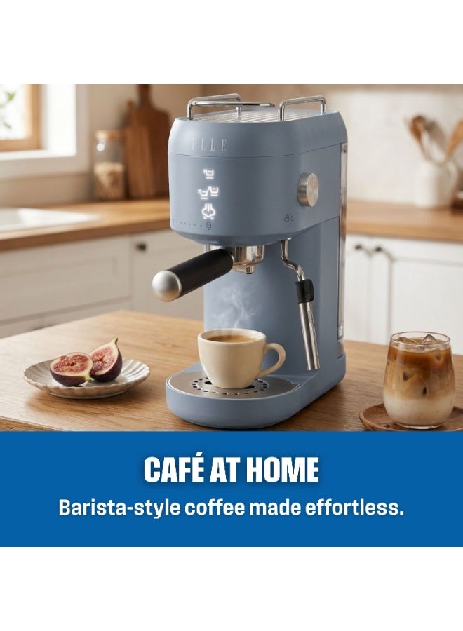 ELLE Panache Series Espresso Coffee Maker, Blue, 1L Water Tank, 20-Bar Pressure, Integrated Milk Frothing System, 1400W, Sleek Design - Image 4