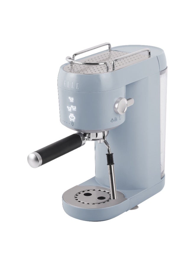 ELLE Panache Series Espresso Coffee Maker, Blue, 1L Water Tank, 20-Bar Pressure, Integrated Milk Frothing System, 1400W, Sleek Design - Image 1