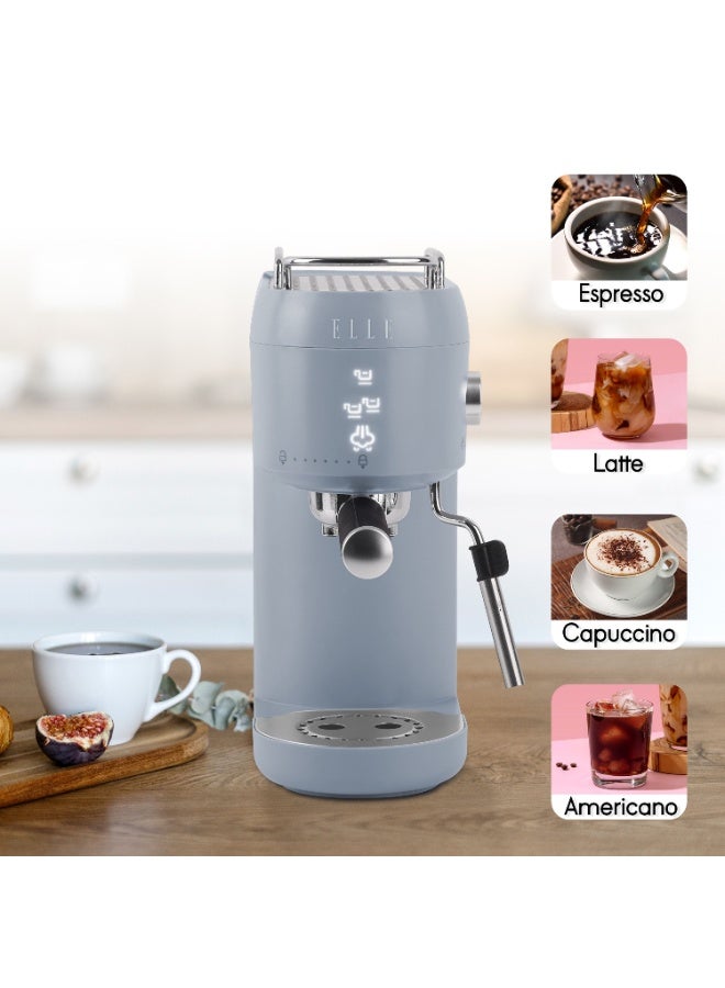 ELLE Panache Series Espresso Coffee Maker, Blue, 1L Water Tank, 20-Bar Pressure, Integrated Milk Frothing System, 1400W, Sleek Design - Image 3
