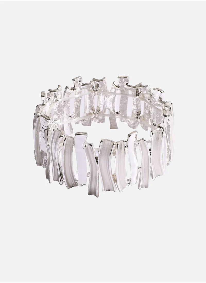 SOHI Silver-Coloured Metallic Chunky Bracelet