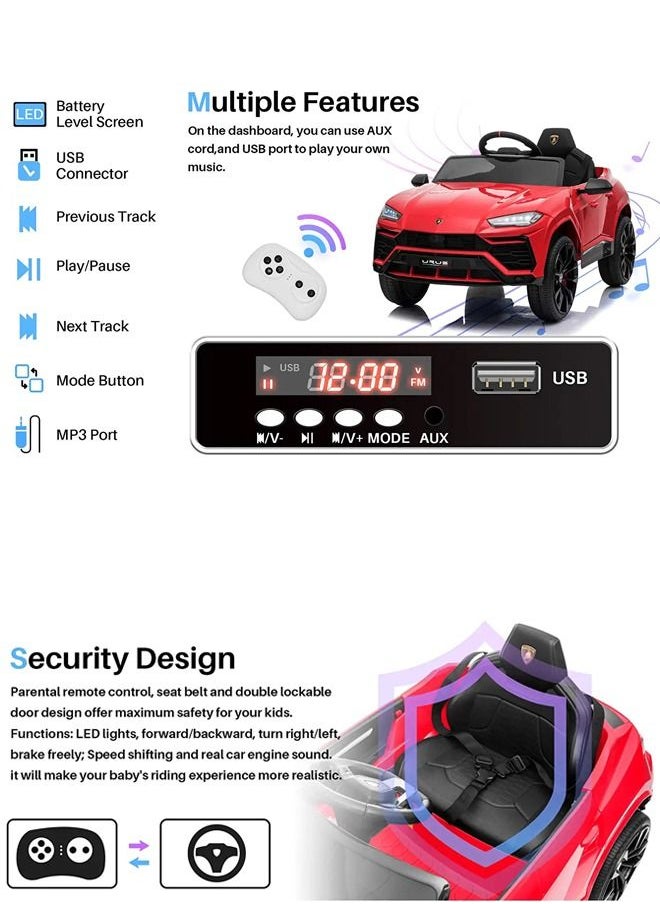 BAYBEE Licensed Lamborghini Urus Rechargeable Battery Operated Car For Kids Ride On Baby Car With Remote Music Light Kids Car Electric Car Battery Operated Ride On Car For Kids 2 To 6 Years Boys Girls Red  - Image 3