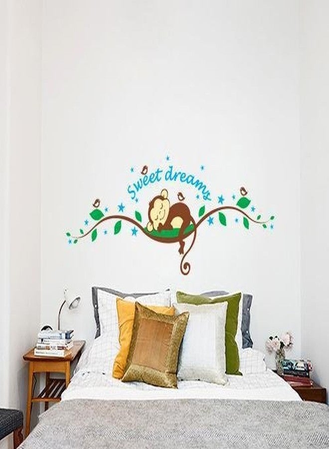 Asmi Collections PVC Wall Stickers Sweet Dreams Sleeping Monkey Birds - Image 3