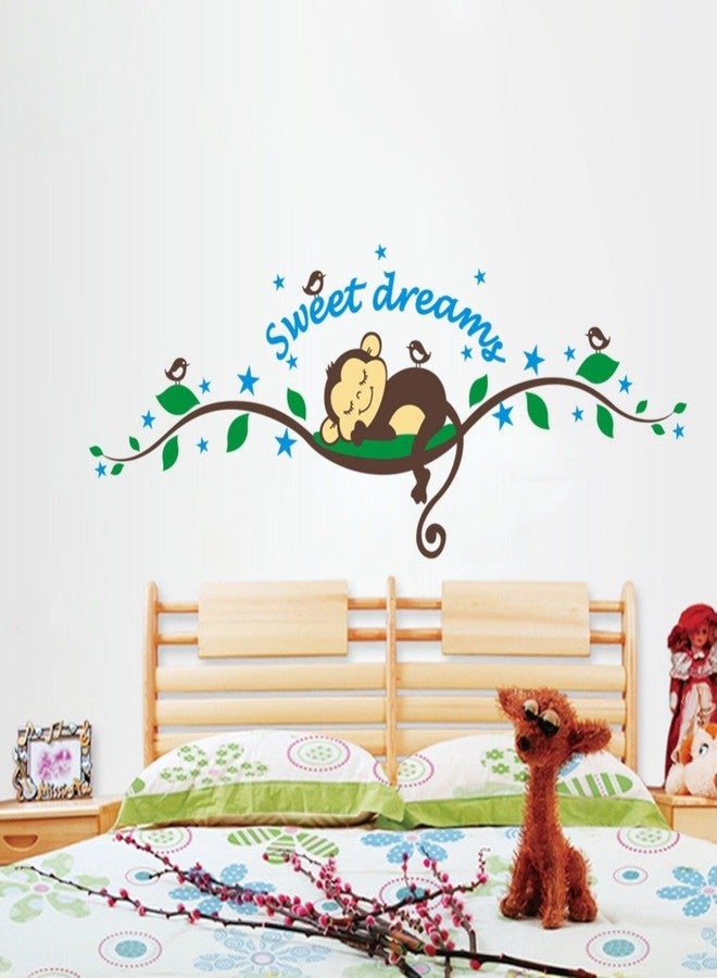Asmi Collections PVC Wall Stickers Sweet Dreams Sleeping Monkey Birds - Image 2