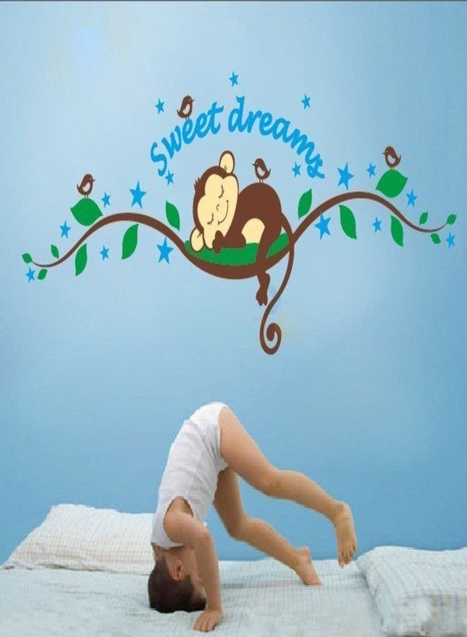 Asmi Collections PVC Wall Stickers Sweet Dreams Sleeping Monkey Birds - Image 5
