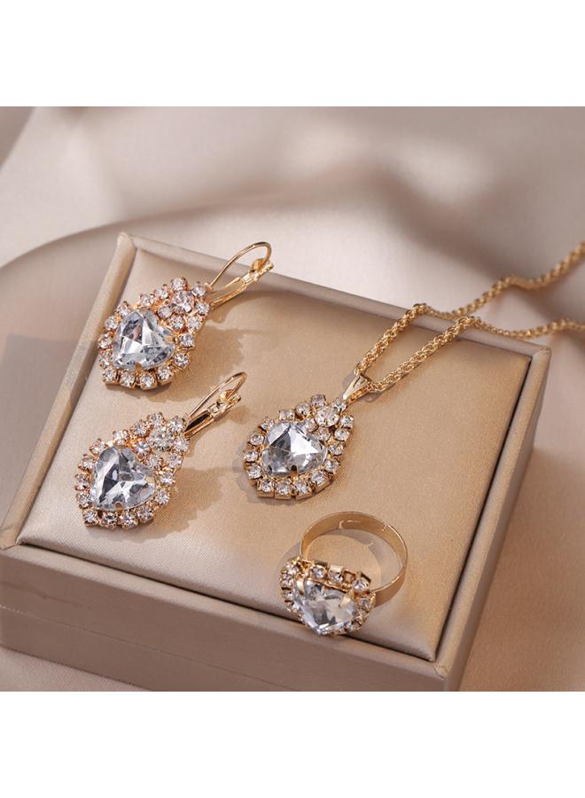 Necklace Female Net Red Emerald Zircon Niche Earrings Pendant High Sense Suit Titanium Steel Clavicle Chain 