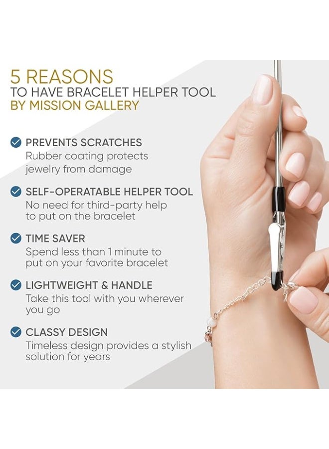 Bracelet Helper Tool - Fastener Helper Tool for Bracelet, Necklace, Jewelry, Watch - Clip, Clasp Helper - Easy to Put on Yourself, Portable, Made of Metal  - Image 2