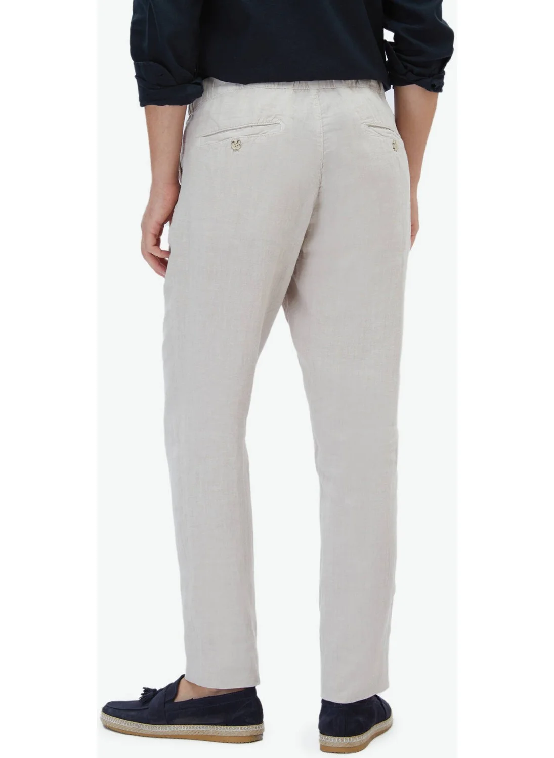 كيب Beige Woven Casual 100% Linen Trousers
