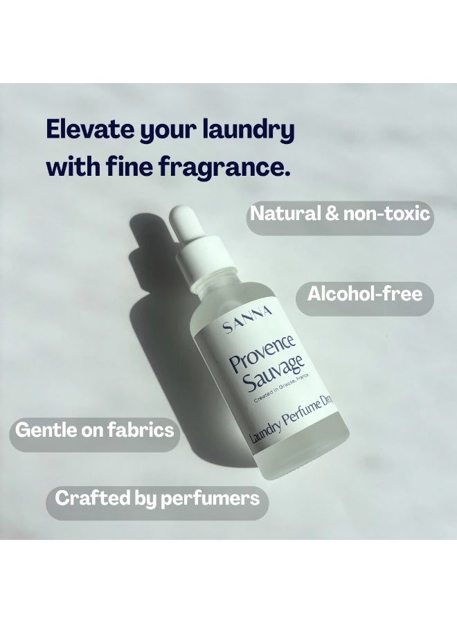 SANNA Laundry Perfume In Wash Scent Booster Provence Sauvage SANNA - Fabric softener alternative -  Natural and eco-friendly - French fine fragrance - Long-Lasting Scent and Fabric Safe - 25 loads, non-toxic, clean and natural formula - 50 ml - Image 4