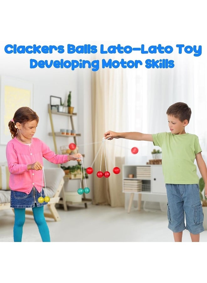 ECVV - 4Pcs Lato Lato Click Clacker Ball, Pro-Clackers Ball, Hand Wrist Exercise Ball, Colorful Clackers Knockers Balls- Assorted Clacker Balls on a String, Swinging Ball Toys | Random Color | - Image 1