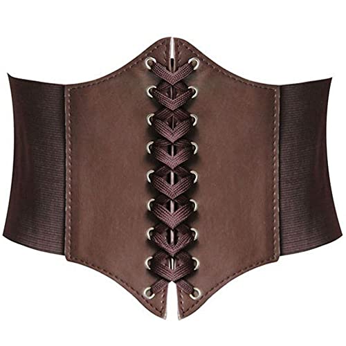 HANERDUN Lace-up Waspie Corset Belts for Women Elastic Waist Belt Tied Retro Wide Belt - Image 1