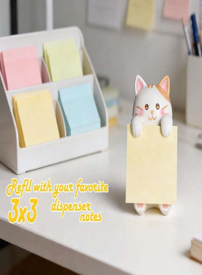 HORTIX Cat Pop-up Sticky Note Dispenser, Includes 1 Pad of 3x3 in Super Sticky Notes, 100 Sheets, Resin Desk Holder for Office & Home- Ginger Cat - Image 3