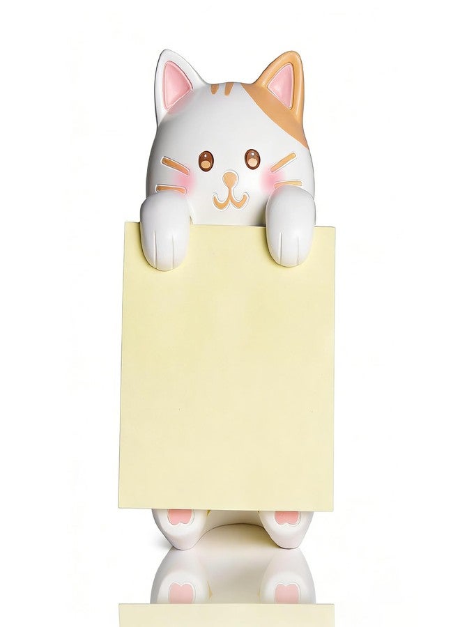 HORTIX Cat Pop-up Sticky Note Dispenser, Includes 1 Pad of 3x3 in Super Sticky Notes, 100 Sheets, Resin Desk Holder for Office & Home- Ginger Cat - Image 1