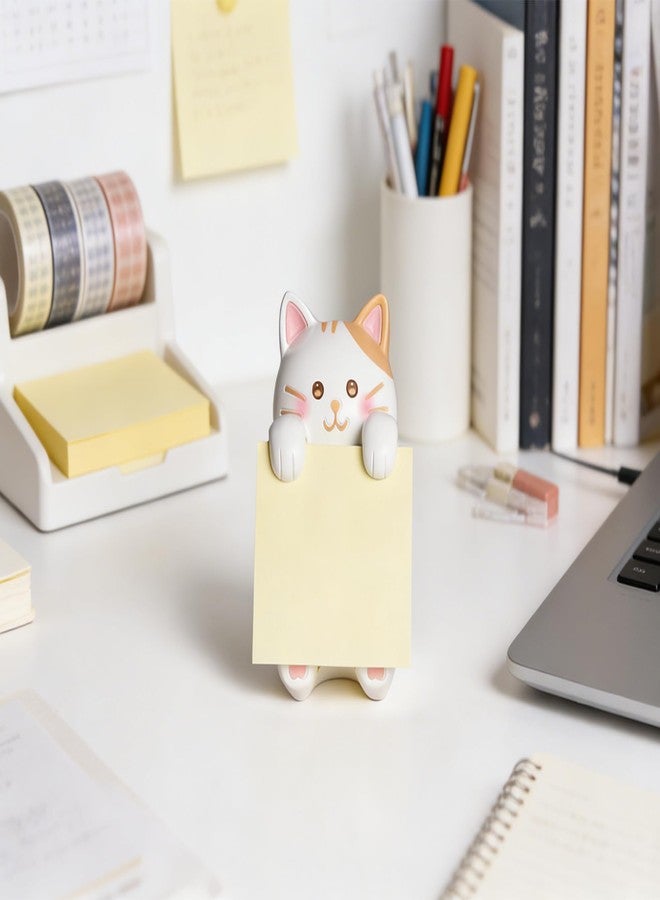 HORTIX Cat Pop-up Sticky Note Dispenser, Includes 1 Pad of 3x3 in Super Sticky Notes, 100 Sheets, Resin Desk Holder for Office & Home- Ginger Cat - Image 2