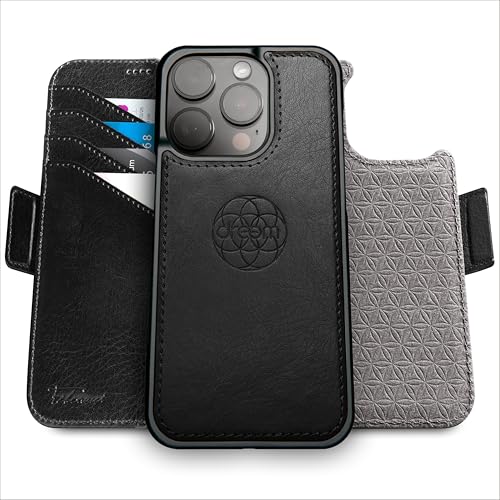 Dreem for iPhone 16 Pro Max Case Wallet, Revolutionary Phone Stand, Vegan Leather, MagSafe-Fit, Magnetic Detachable Flip Cover, RFID Blocking Card Holder, Gift-Box [Fibonacci:Black] - Image 1