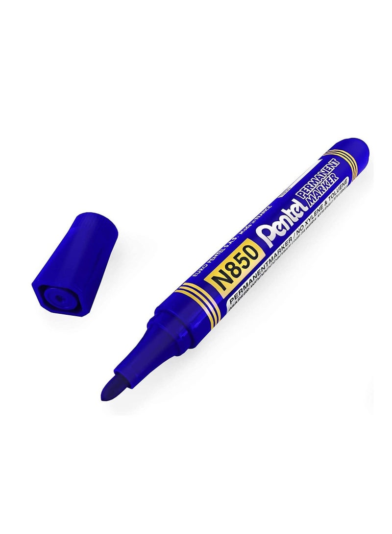 Pentel 6-Piece Permanent Marker Bullet Tip Blue Ink - Image 2