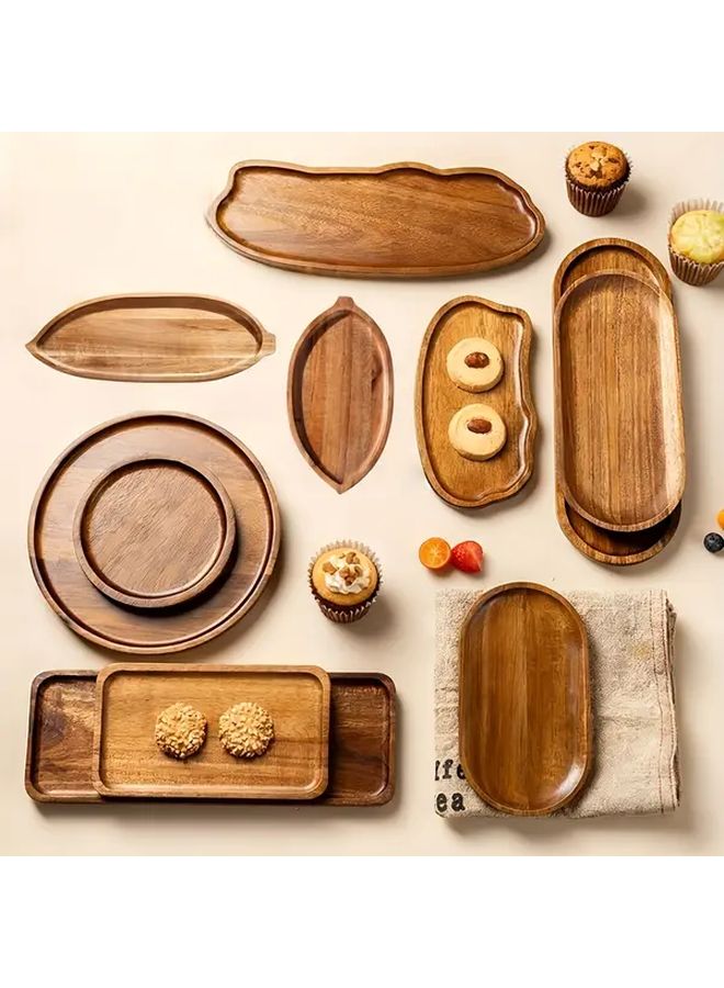 Japanese Afternoon Tea Elegant Oval Large Shallow Wooden Tray For Breakfast Salad Appetizer Charcuterie Cheese Nuts Candy Kitchen Storage Home Decor Bathroom Outdoor Camping - Image 1