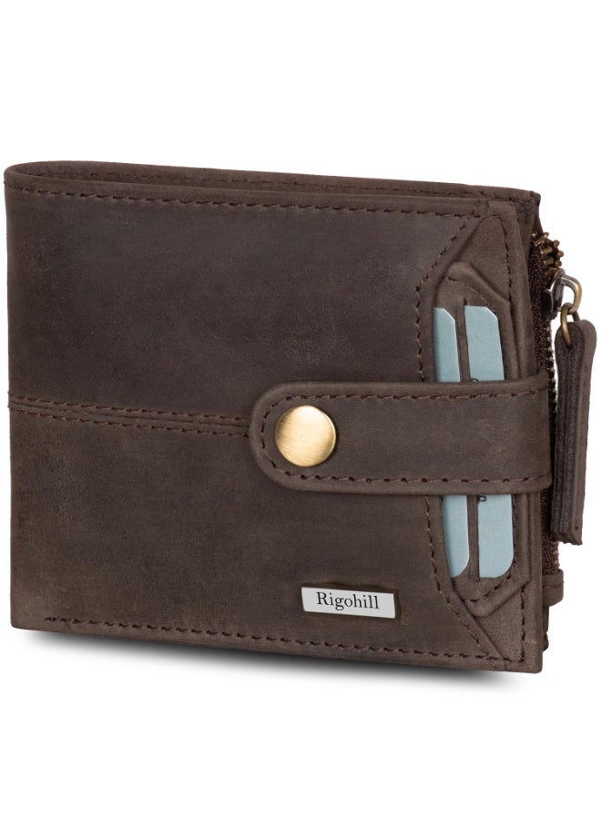 Rigohill Coffee Brown Mens Leather Wallet | Leather Wallet for Men | RFID Mens Wallet - Image 1