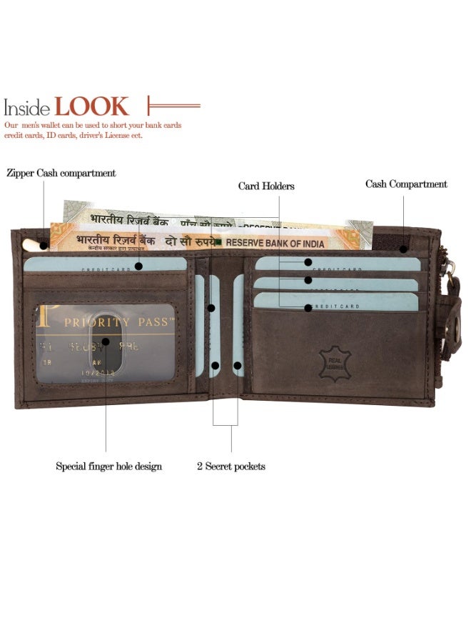 Rigohill Coffee Brown Mens Leather Wallet | Leather Wallet for Men | RFID Mens Wallet - Image 3