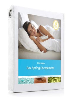 LINENSPA Linenspa Box Spring Encasement Twin, Complete Protection with Zipper, Waterproof Box Spring Protector Twin  - Image 3