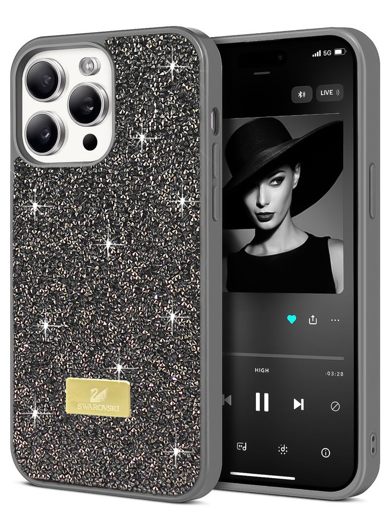 Glitter Back Case For Iphone 13/14 Luxury Bling Glitter Design Back Cover for Girls Women Bumper Anti-Scratch Bumper Slim Shell Phone Case (Grey)