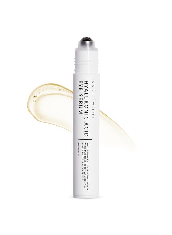 Asterwood Hyaluronic Acid Eye Serum - Reduces Undereye Bags, Wrinkles, Dark Circles, Fine Lines, & Crow's Feet - with Matrixyl 3000, Niacinamide & Caffeine - Treatment for Women & Men - 0.5 Fl Oz - Image 1
