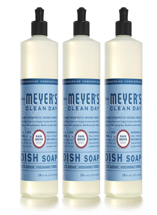MRS. MEYER'S CLEAN DAY Liquid Dish Soap, Biodegradable Formula, Rain Water, 16 fl. oz - Pack of 3 - Image 1