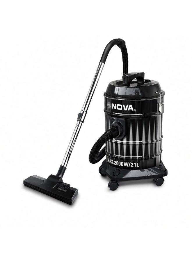 Nova NVC-801HP 21L 2000W Metal Drum Vacuum Cleaner, Powerful Turbo Suction 2-in-1 Dry Vacuum & Blower, Telescopic Metal Tube, Heavy Duty Cleaning Machine for Home, Office, Garage & Workshop - Image 5