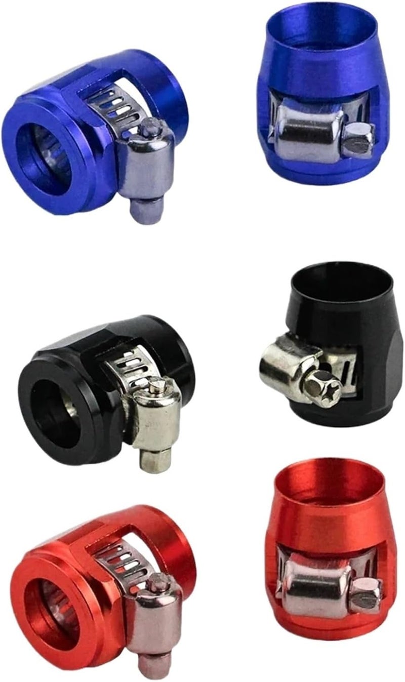 Hose Finisher Clamp 10pc AN4 AN6 AN8 AN10 AN12 Car Hose Finisher Clamp Radiator Modified Fuel Pipe Clip Buckle for Stainless Braided Hoses,Rubber Hoses End Finis(AN8 red) - Image 3