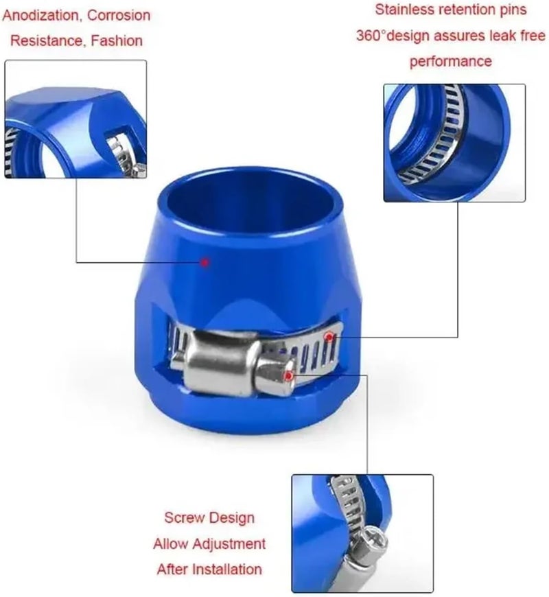 Hose Finisher Clamp 10pc AN4 AN6 AN8 AN10 AN12 Car Hose Finisher Clamp Radiator Modified Fuel Pipe Clip Buckle for Stainless Braided Hoses,Rubber Hoses End Finis(AN8 red) - Image 5
