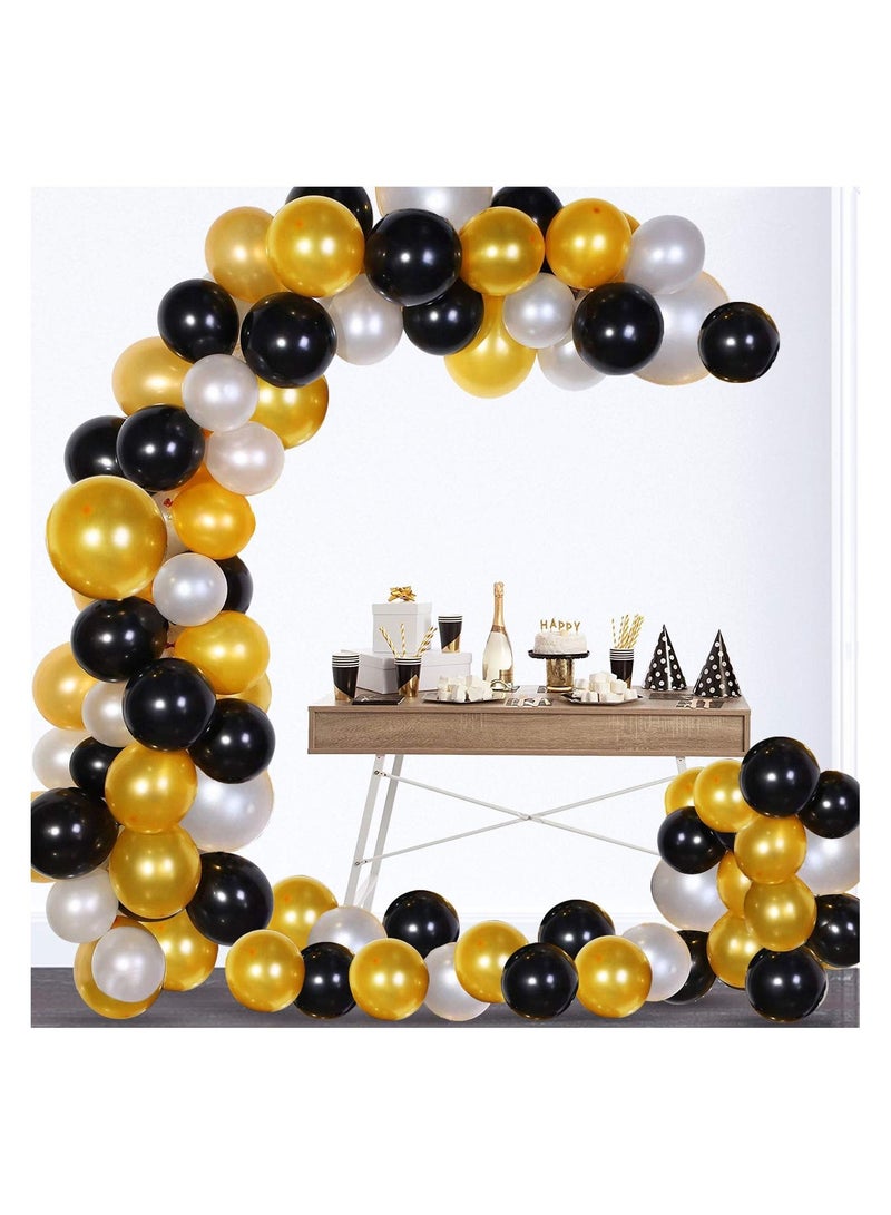 Highland 50-Piece Golden Black White Balloons For Birthday Decoration  - Image 3