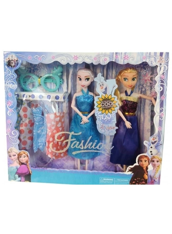 Frozen Elsa Frozen Doll Set (Elsa and Anna) with Dresses and Accessories – Toy for girls aged 3 years and up