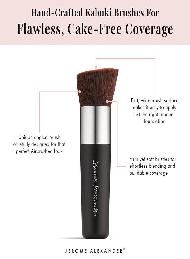 Jerome Alexander Angled Kabuki Foundation Brush (Black) - Flat Top Buffer Brush for Seamless Blending of Liquid, Cream & Powder Makeup - Buildable Coverage Without Caking - Pro Vegan Bristles - Image 2