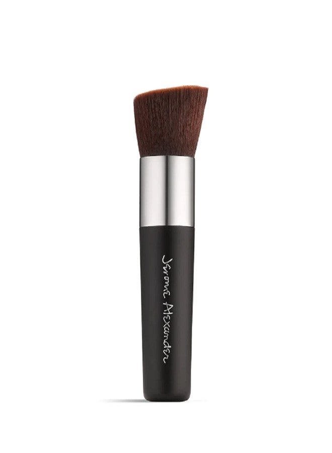 Jerome Alexander Angled Kabuki Foundation Brush (Black) - Flat Top Buffer Brush for Seamless Blending of Liquid, Cream & Powder Makeup - Buildable Coverage Without Caking - Pro Vegan Bristles - Image 1