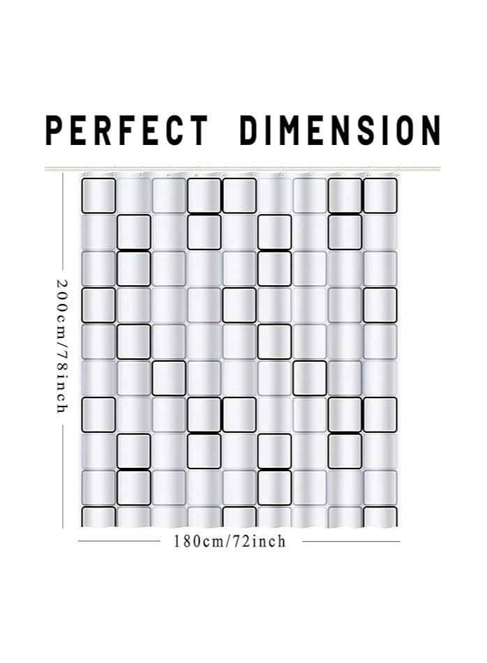 ستارة دش مع 12 قطعة حلقة تصميم هندسي حديث ستارة دش قماش فاخر ستارة دش مع خطافات ستارة دش مقاومة للماء والعفن الفطري مشهد الشاطئ الاستوائي دش كورتا - Image 4