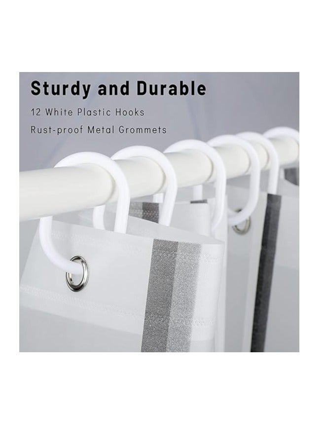 ستارة دش مع 12 قطعة حلقة تصميم هندسي حديث ستارة دش قماش فاخر ستارة دش مع خطافات ستارة دش مقاومة للماء والعفن الفطري مشهد الشاطئ الاستوائي دش كورتا - Image 2