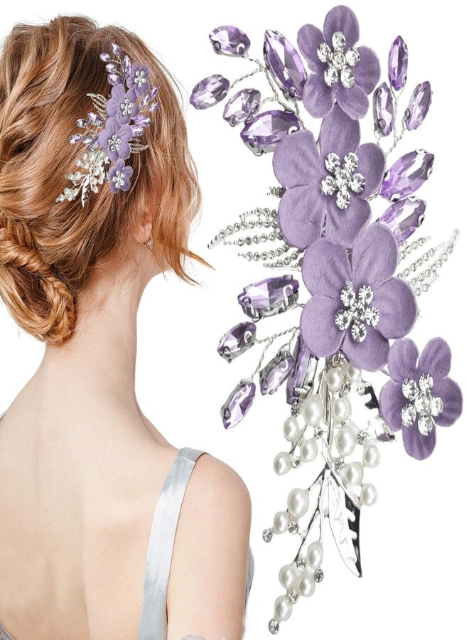 Capiant 1 PACK Flower Hair Clip, Crystal Pearl Bridal Hair Piece with Rhinestone Floral Design, Wedding Hair Accessories for Prom - Image 1