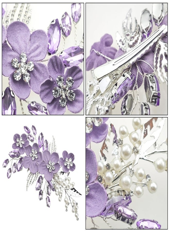 Capiant 1 PACK Flower Hair Clip, Crystal Pearl Bridal Hair Piece with Rhinestone Floral Design, Wedding Hair Accessories for Prom - Image 3