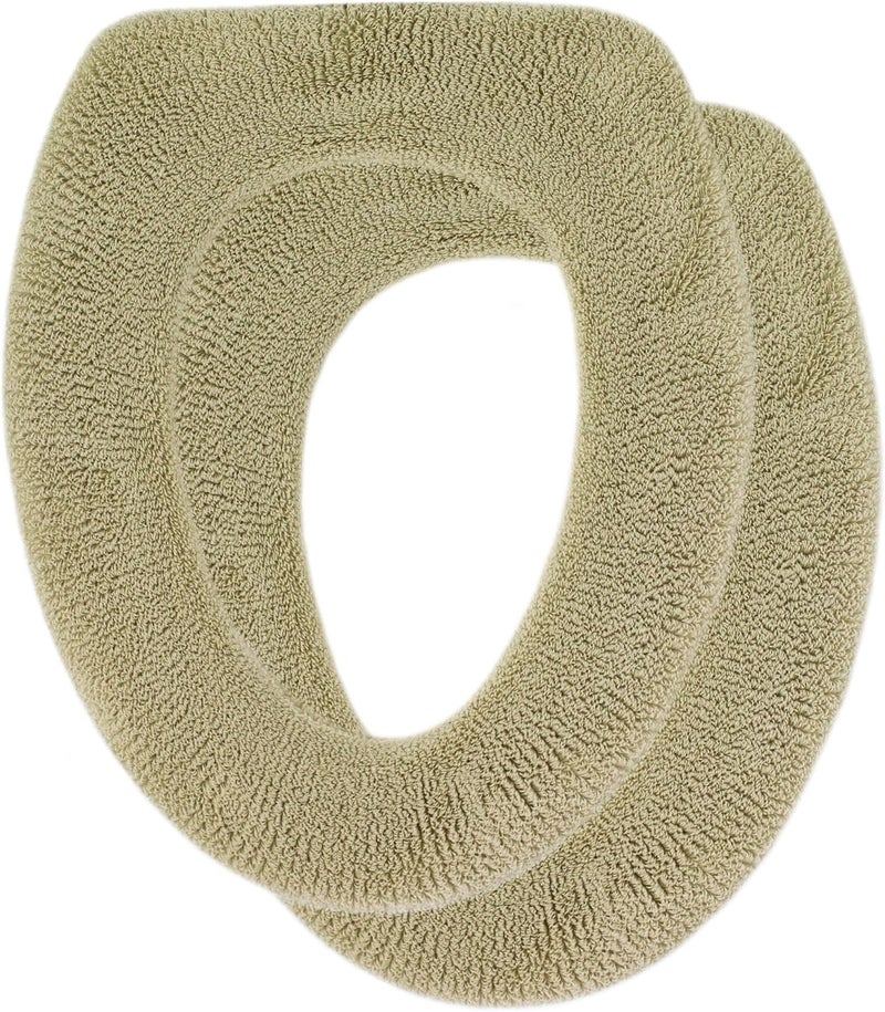 Warm-n-Comfy Soft Toilet Seat Cover - Plush & Thick Fabric Toilet Seat Warmer for Round & Elongated 14x18 Toilet Seats - Reusable, Machine-Washable, Easy-Install - Eucalyptus Green - Image 1