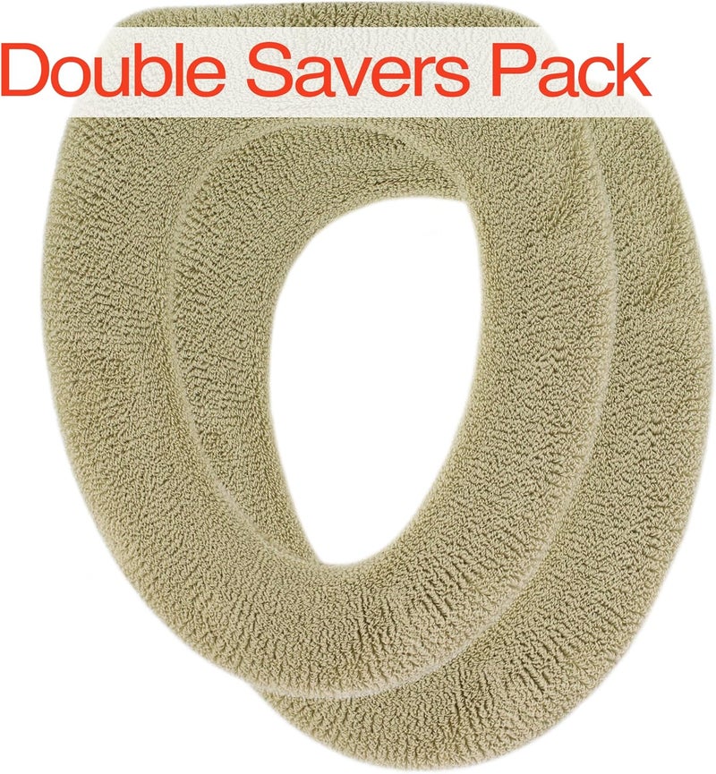 Warm-n-Comfy Soft Toilet Seat Cover - Plush & Thick Fabric Toilet Seat Warmer for Round & Elongated 14x18 Toilet Seats - Reusable, Machine-Washable, Easy-Install - Eucalyptus Green - Image 2