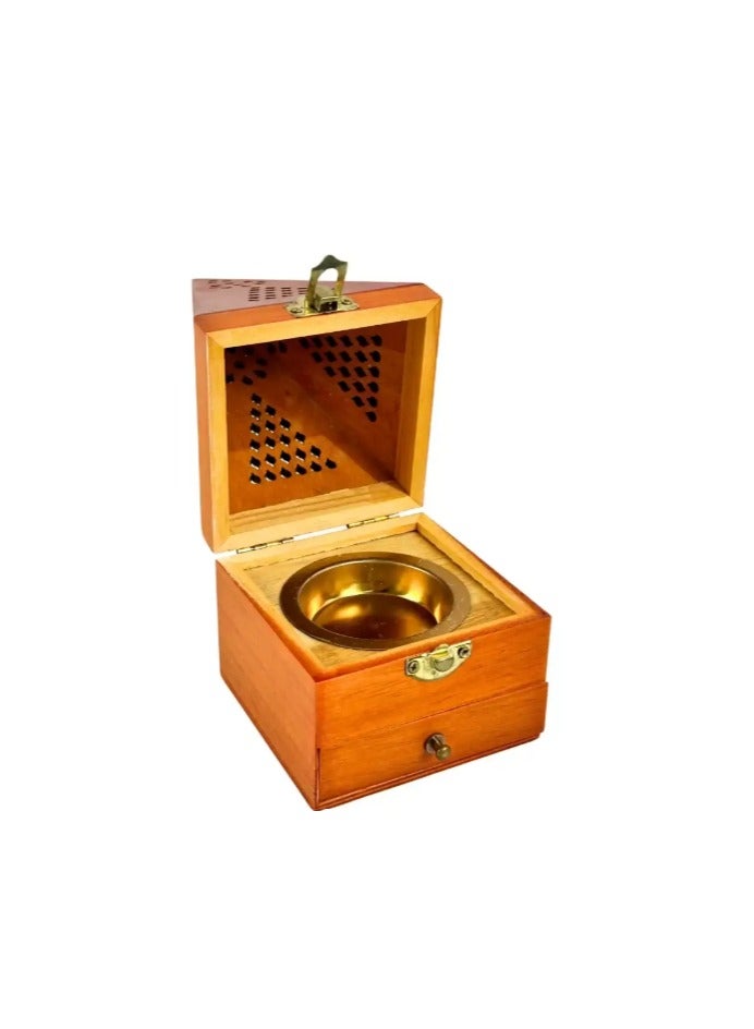 AMORE GIFTS Pyramid Shape Wooden Charcoal Incense Bakhoor Burner- Large - Image 2