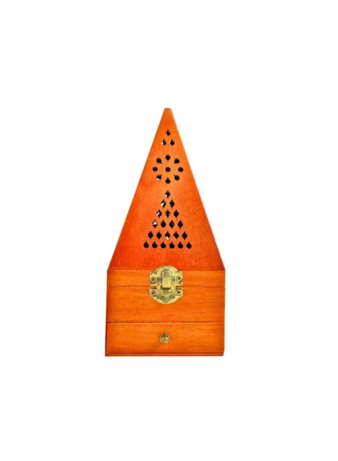 AMORE GIFTS Pyramid Shape Wooden Charcoal Incense Bakhoor Burner- Large - Image 3